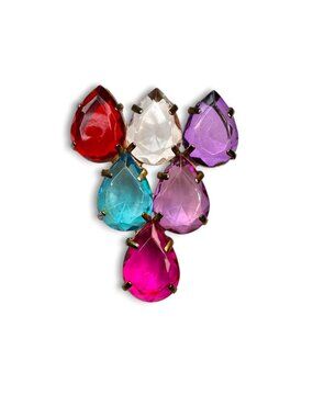 Lucite Acrylic Teardrop Multicolor Cluster Brooch C Catch 1960s Vintage